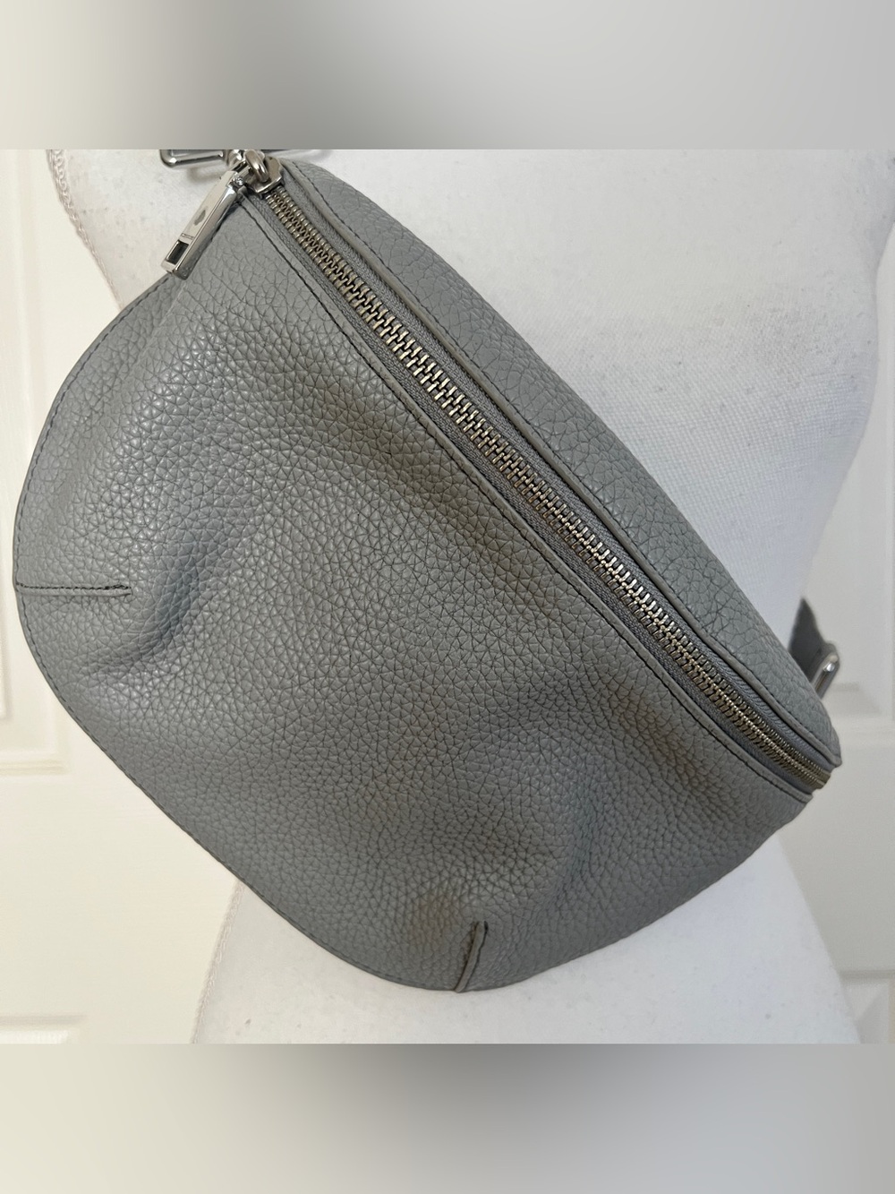 Rebecca Minkoff Bree Belt Bag in grey pebbled leather NEW MSRP $228